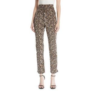 Rebecca Taylor Leopard Print Velvet High Waist Skinny Ankle Pants size 2